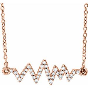14K Rose 1/6 CTW Natural Diamond Heartbeat 16-18" Necklace