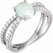 Sterling Silver Natural White Opal & 1/3 CTW Natural Diamond Ring  