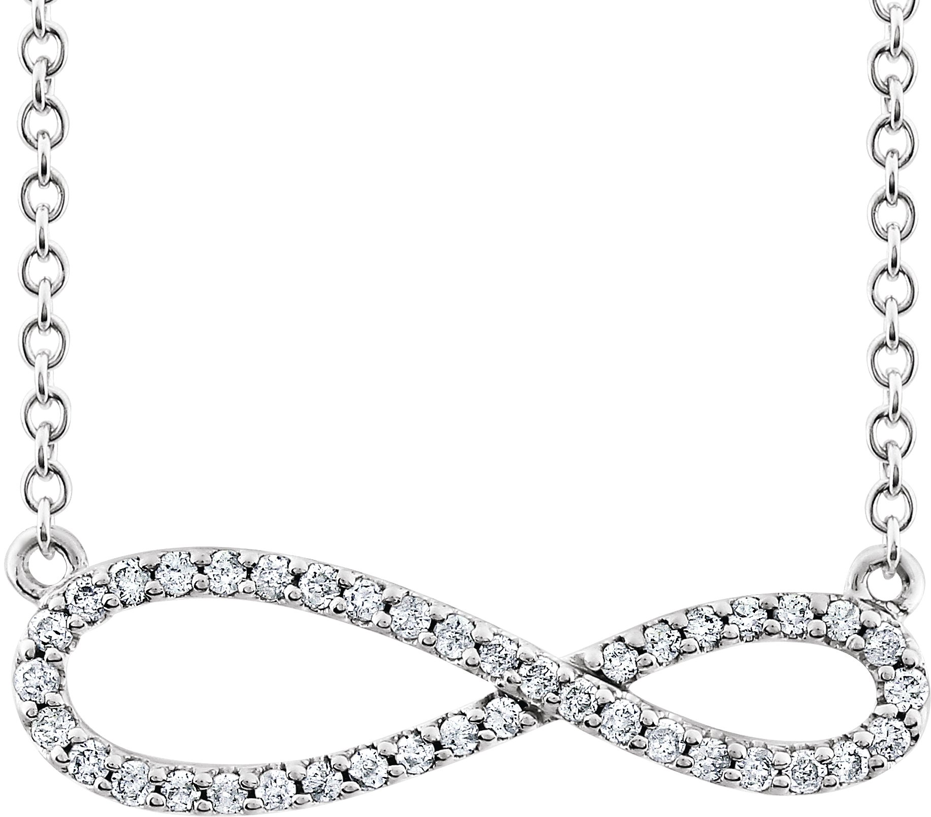 14K White 1/4 CTW Natural Diamond Infinity-Inspired 16-18" Necklace