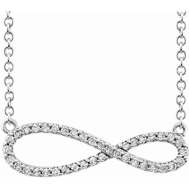 14K White 1/4 CTW Natural Diamond Infinity-Inspired 16-18" Necklace