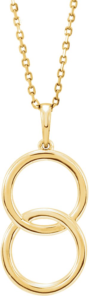 14K Yellow Interlocking Circle 16-18" Necklace 