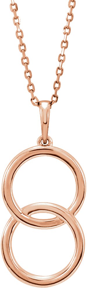 14K Rose Interlocking Circle 16-18 Necklace 