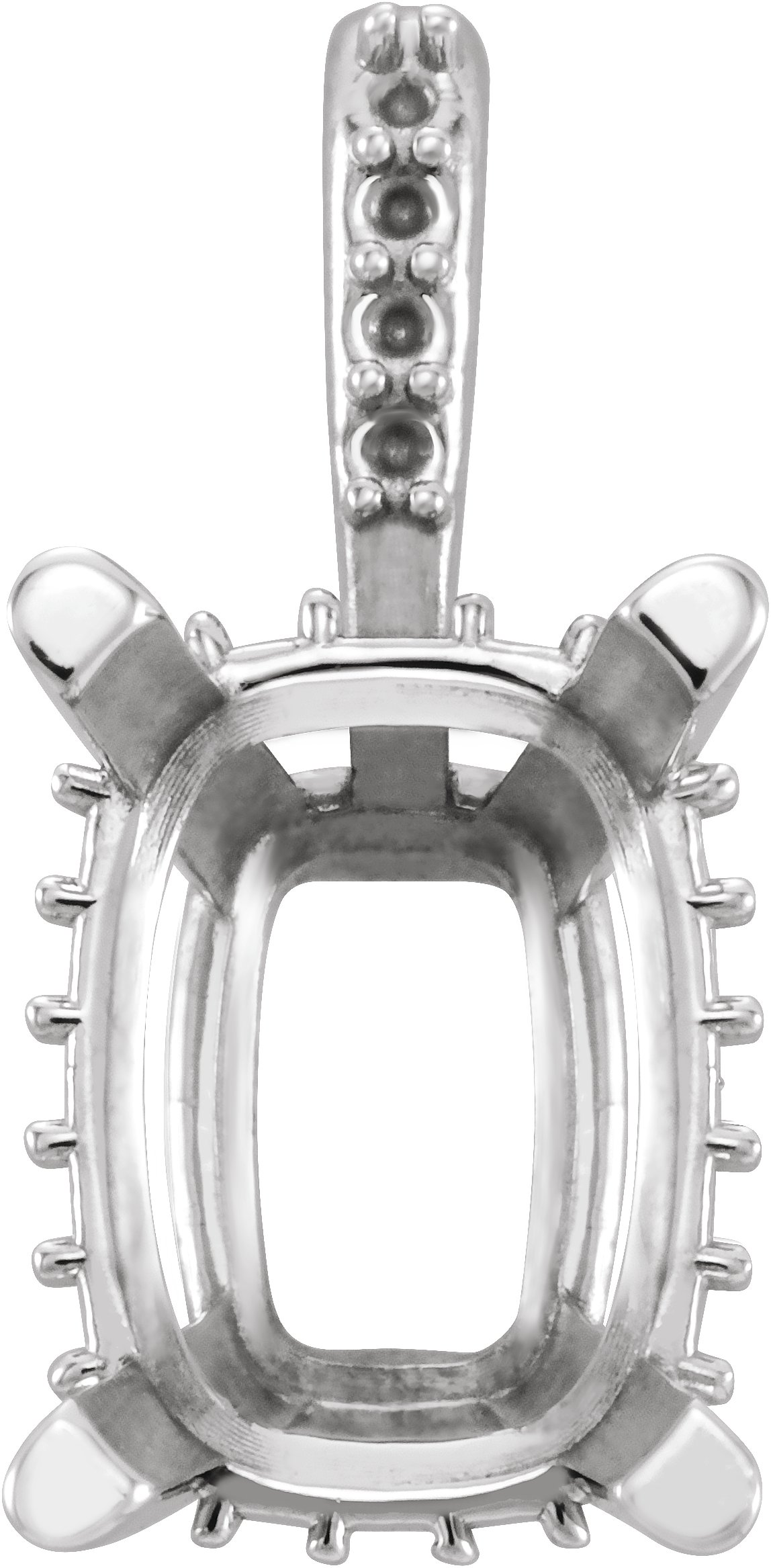 Elongated Cushion 4-Prong Accented Pendant
