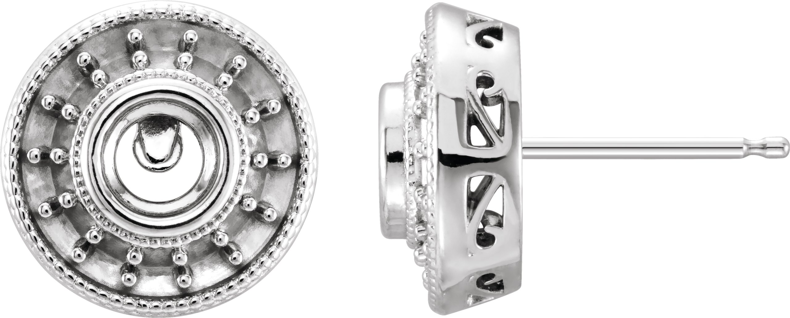 Round Bezel-Set Halo-Style Earrings