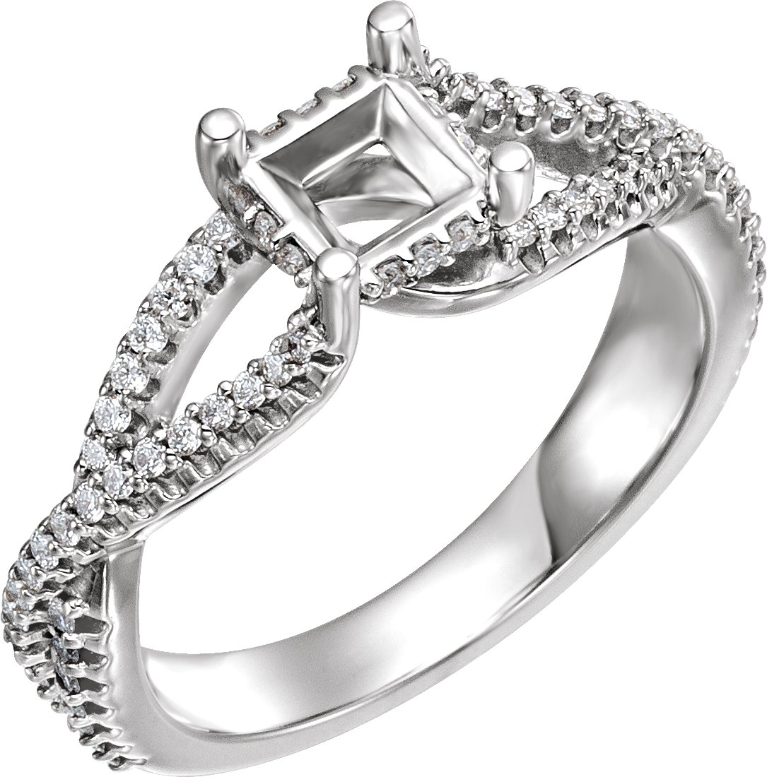 14K White 4.5 mm Square 1/4 CTW Natural Diamond Semi-Set Engagement Ring
