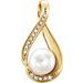 14K Yellow Cultured White Freshwater Pearl & .03 CTW Natural Diamond Pendant
