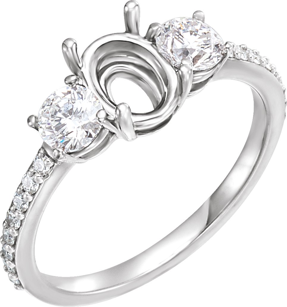 Platinum 8x6 mm Oval 3/4 CTW Natural Diamond Semi-Set Engagement Ring