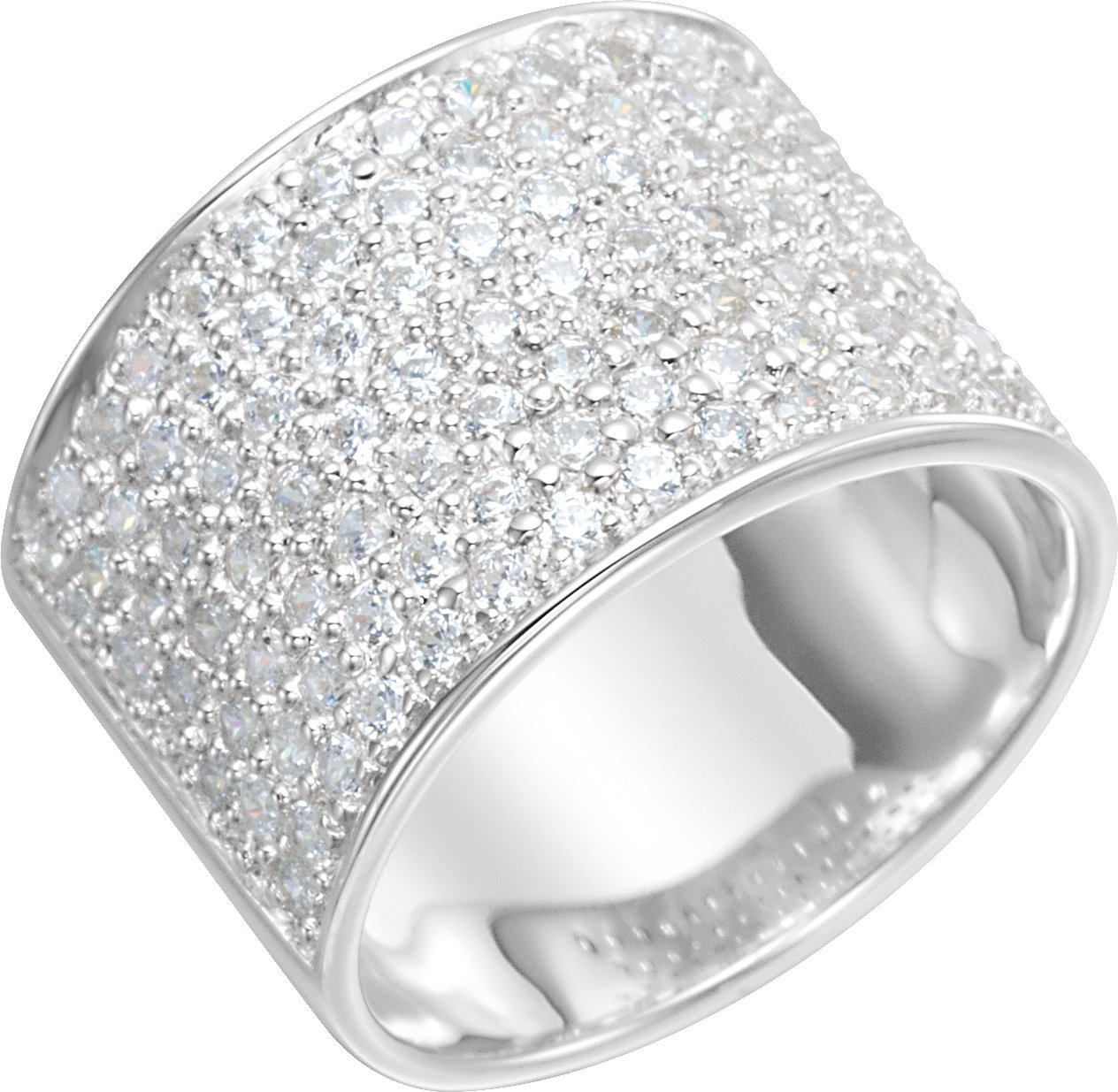 Sterling Silver Imitation White Cubic Zirconia Micro Pavé Ring