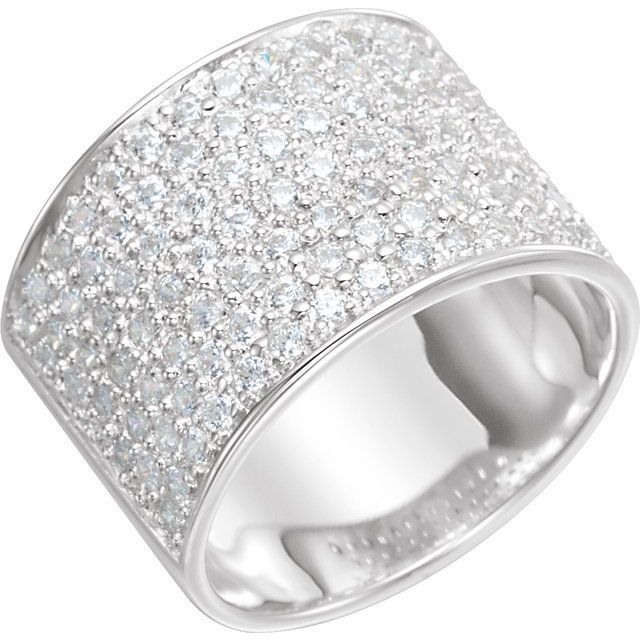 Sterling Silver Imitation White Cubic Zirconia Micro Pavé Ring