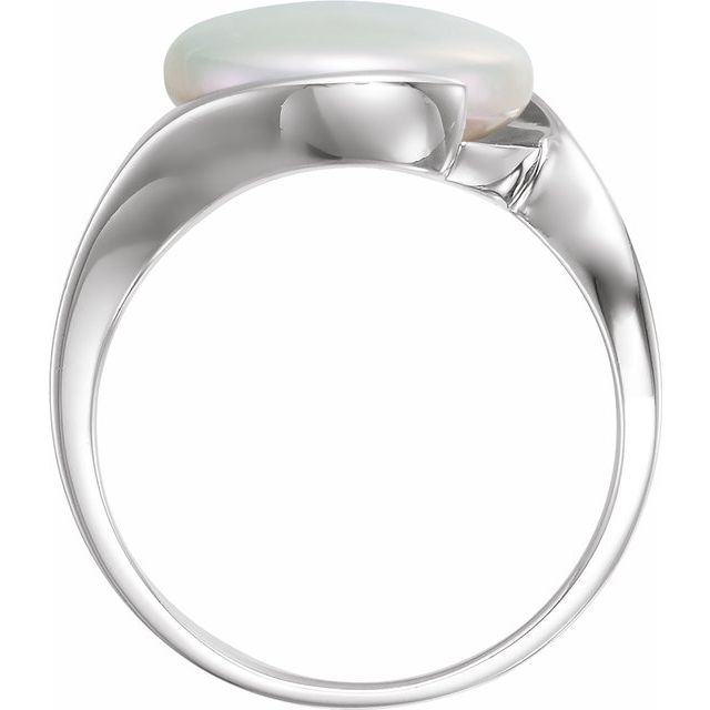 Sterling Silver Cultured White Freshwater Pearl Coin Ring