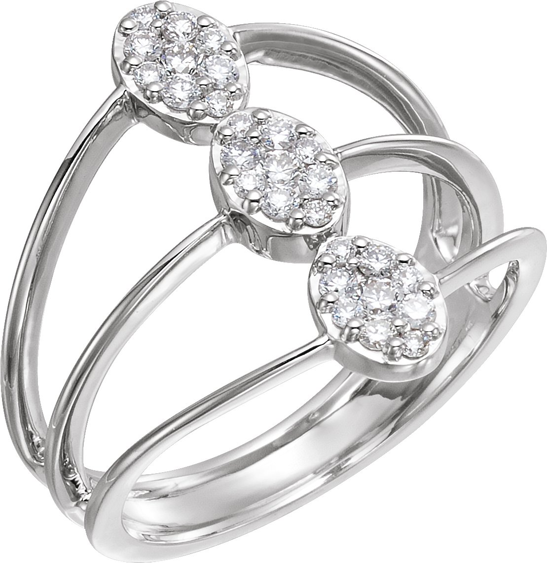 14K White 1/3 CTW Diamond Cluster Ring