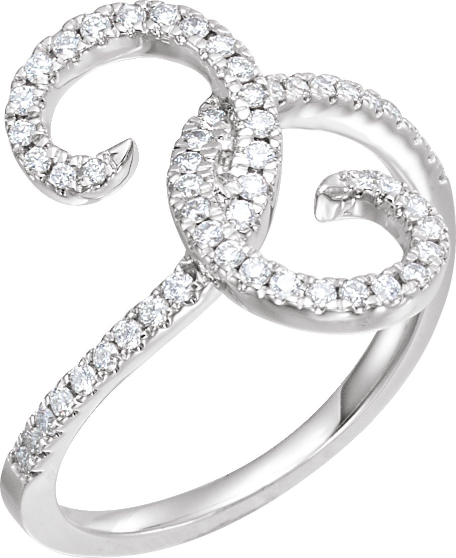 14K White 1/3 CTW Diamond Swirl Ring 