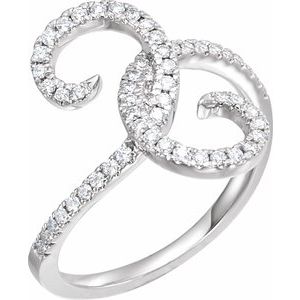 14K White 1/3 CTW Diamond Swirl Ring 