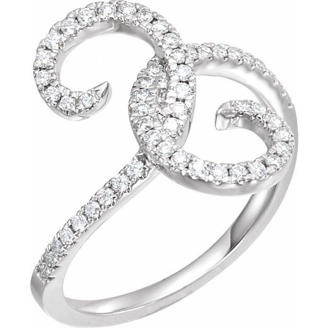 14K White 1/3 CTW Diamond Swirl Ring