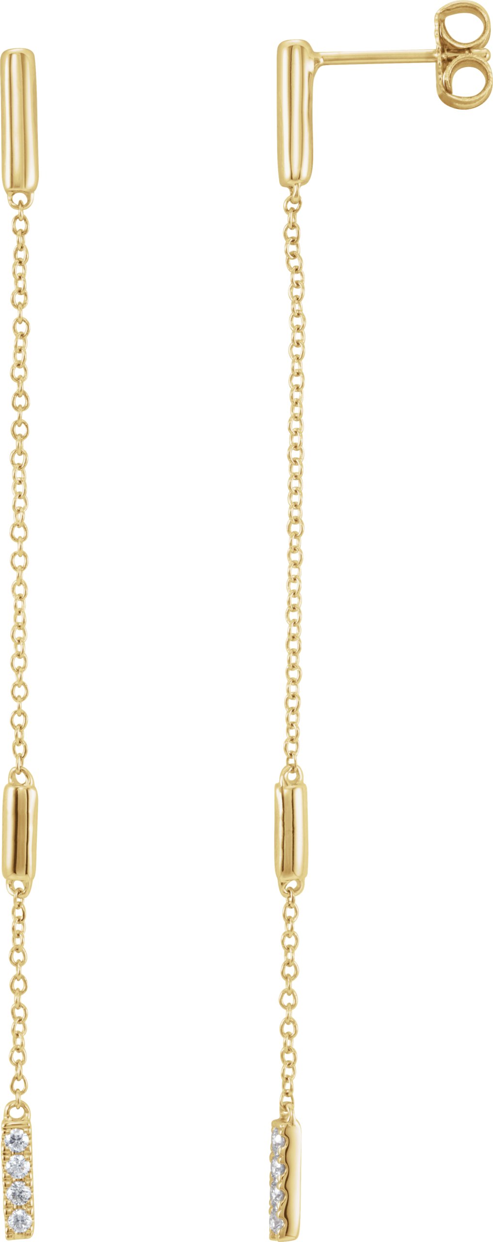 14K Yellow 1/10 CTW Natural Diamond Chain Earrings