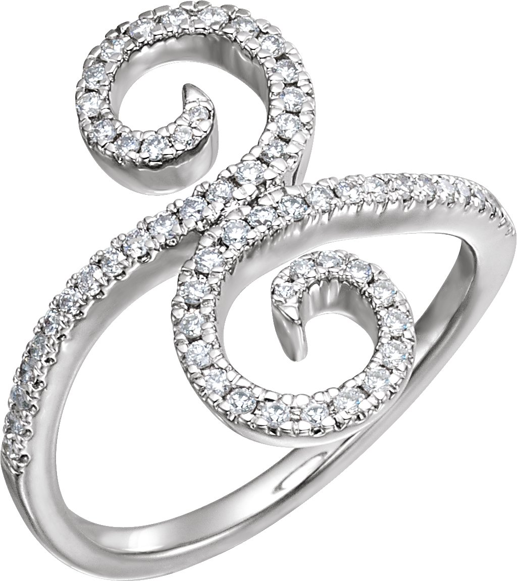 14K White 1/3 CTW Natural Diamond Swirl Ring