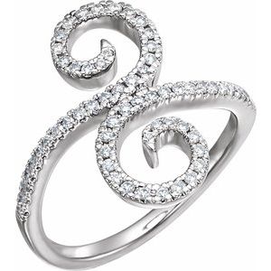 14K White 1/3 CTW Natural Diamond Swirl Ring