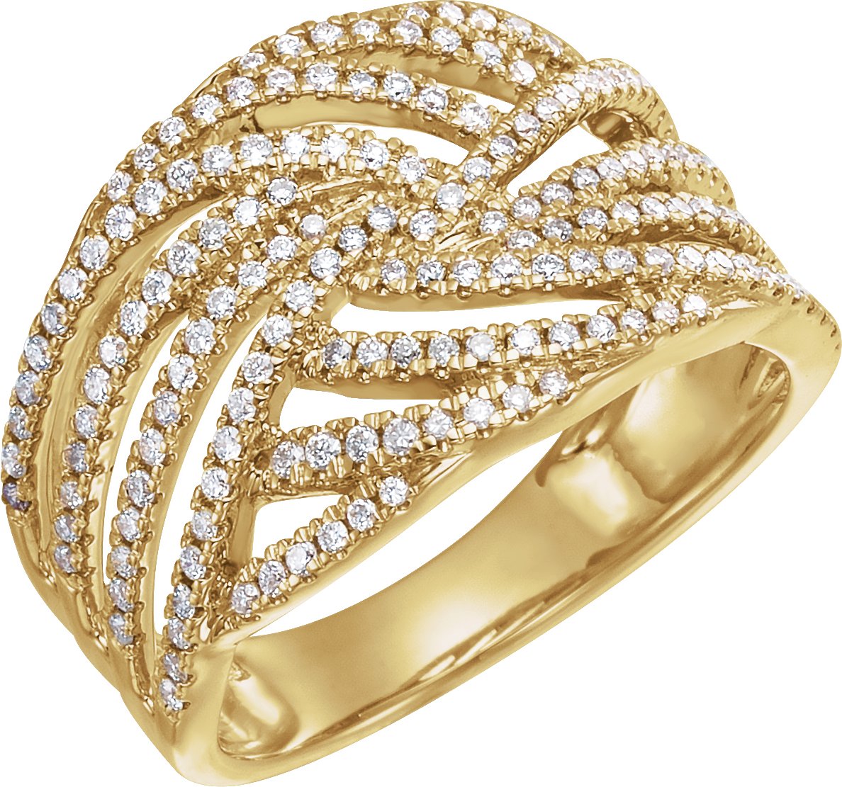 14K Yellow 1/2 CTW Diamond Accented Criss-Cross Ring