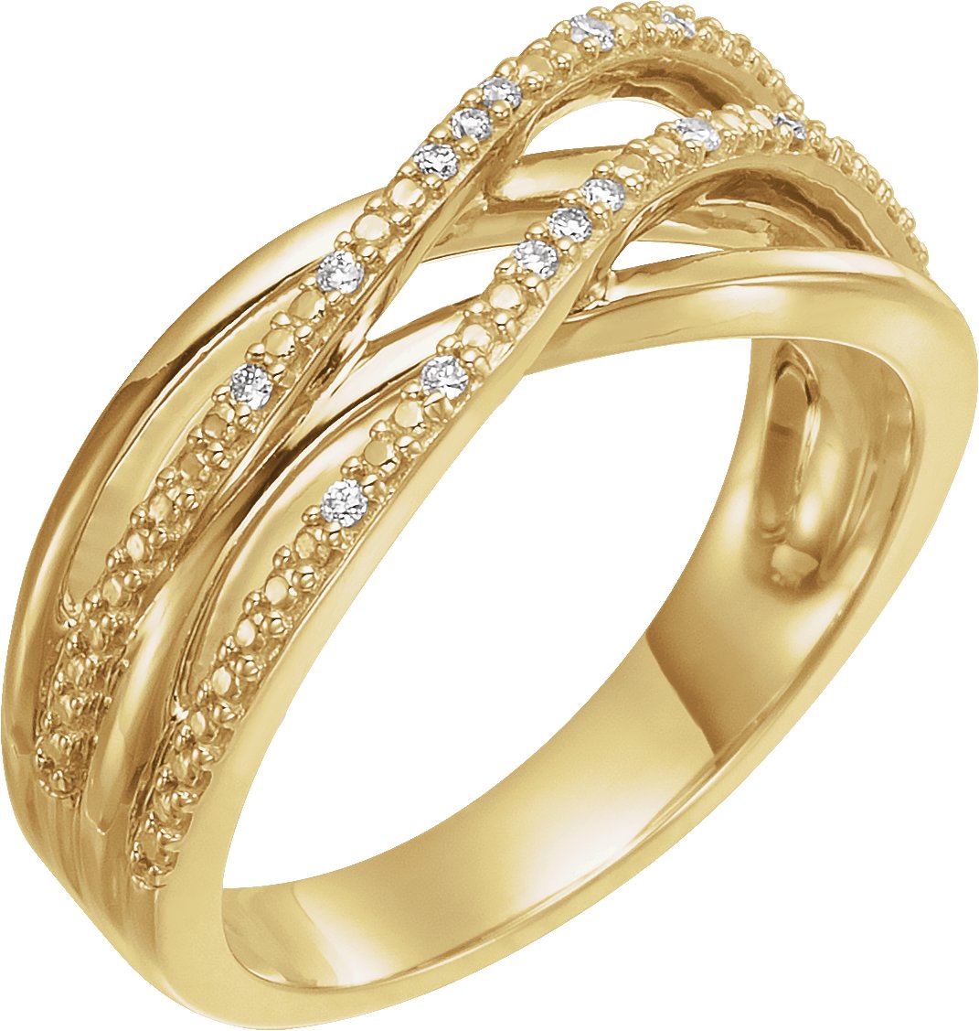 14K Yellow .06 CTW Natural Diamond Criss-Cross Ring