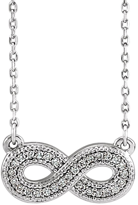 14K White .08 CTW Diamond Infinity-Inspired 16-18" Necklace