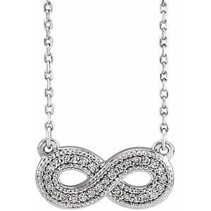 14K White .08 CTW Diamond Infinity-Inspired 16-18" Necklace