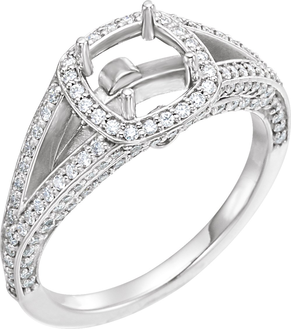 14K White 1.875 CTW Diamond Halo Style Engagement Ring Ref 3205873
