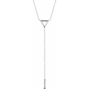 14K White Triangle & Bar Y 16-18" Necklace