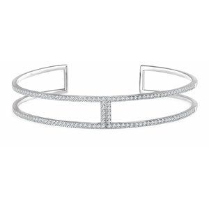 14K White 3/4 CTW Natural Diamond Cuff 6" Bracelet