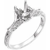 14K White 6.5 mm Round 1/4 CTW Diamond Semi-Set Engagement Ring