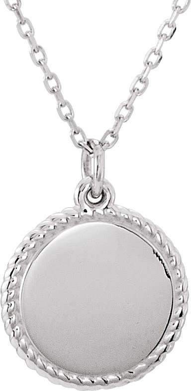 14K White Engravable Round 16-18" Rope Necklace