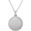 Sterling Silver Engravable Round 16 18 inch Rope Necklace Ref. 12731104