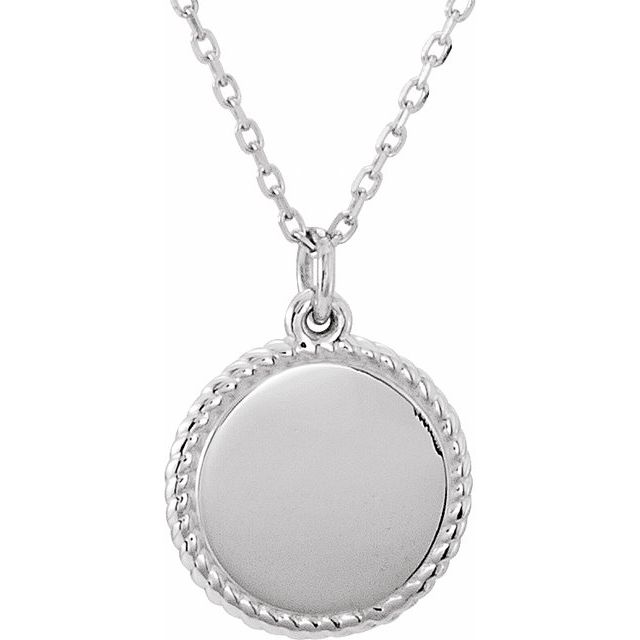 Sterling Silver Engravable Round 16-18 Rope Necklace