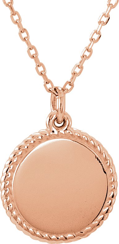 14K Rose Engravable Round 16-18 Rope Necklace