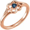 14K Rose Blue Sapphire Flower Youth Ring