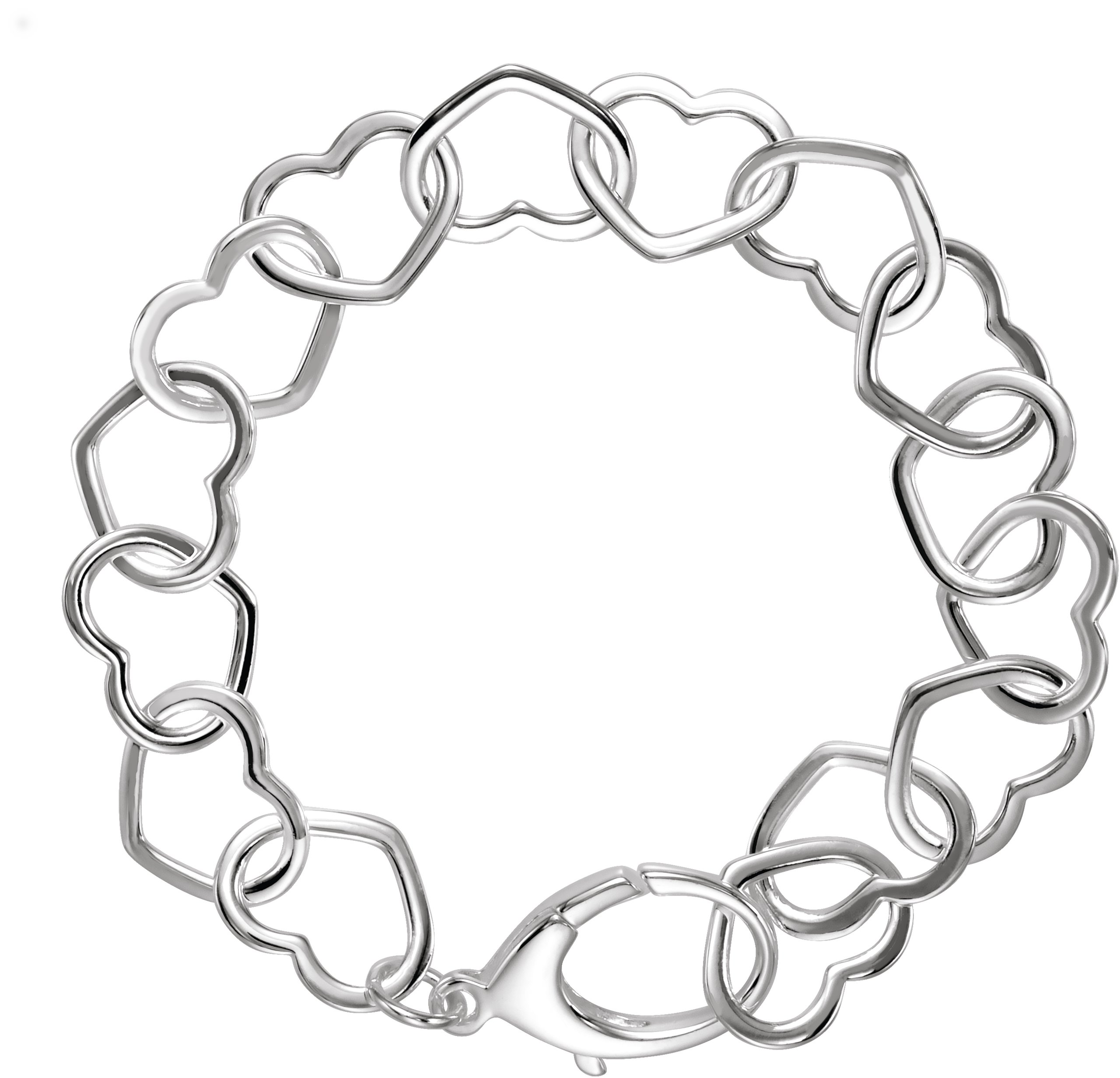 Sterling Silver Heart Chain Bracelet 7.5 inch Ref 268364