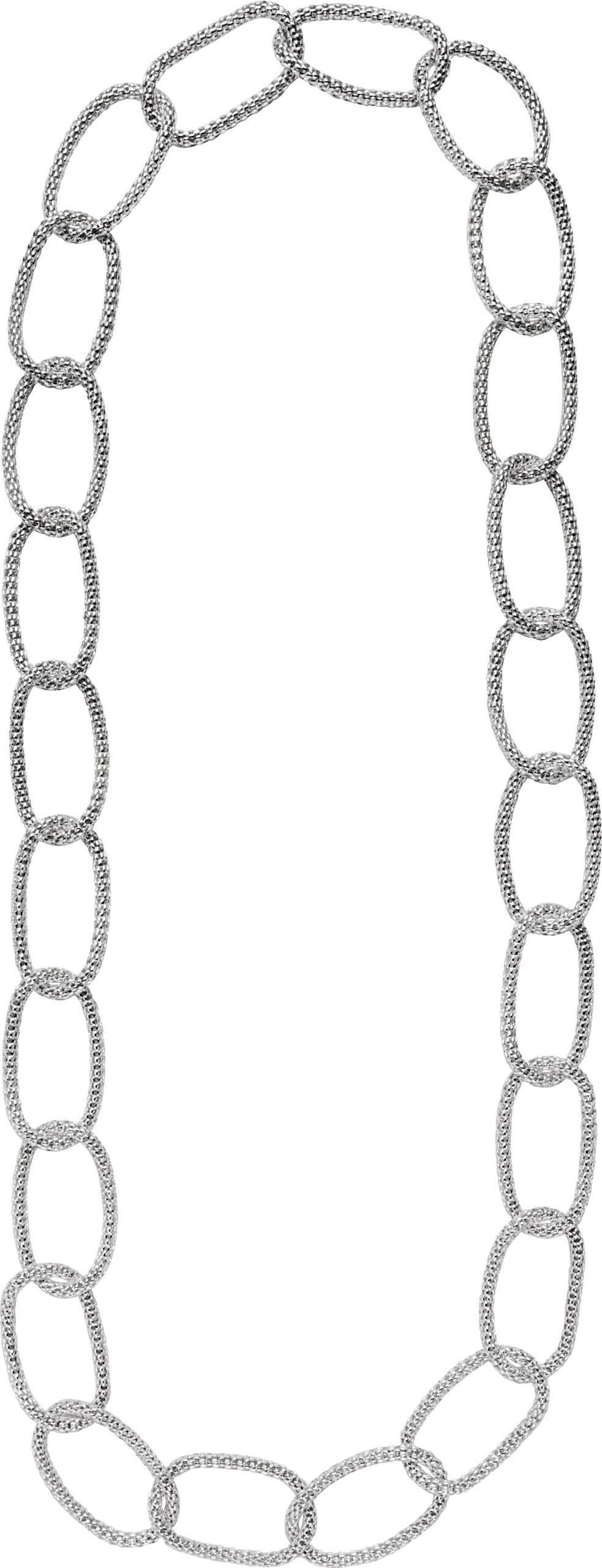 Sterling Silver 21 mm Hollow Mesh Cable 35" Necklace