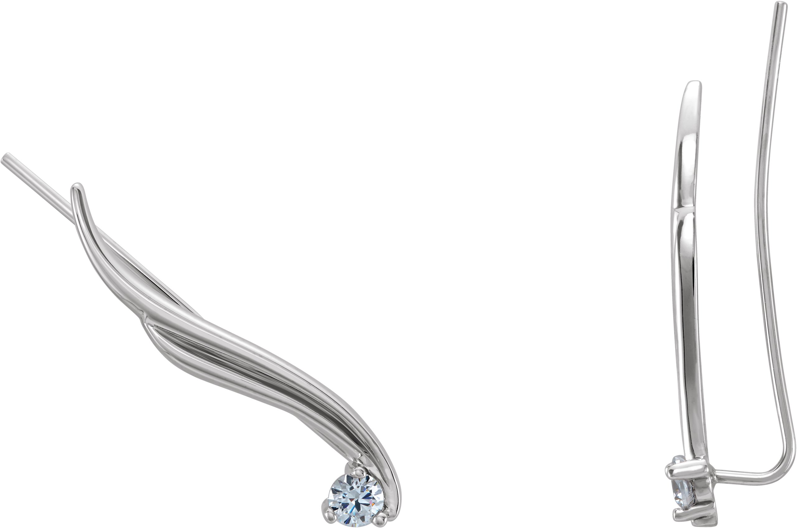 14K White 1/5 CTW Natural Diamond Ear Climbers 