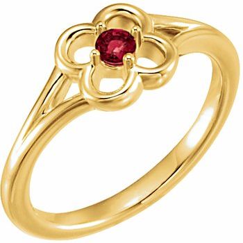 14K Yellow Mozambique Garnet Flower Youth Ring