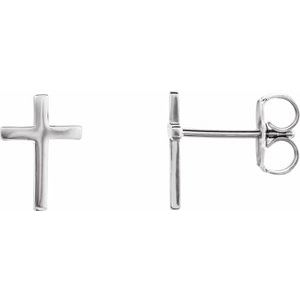 14K White 10 mm Cross Earrings