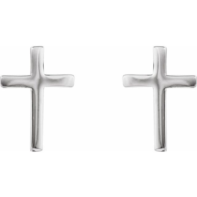 Sterling Silver 10 mm Cross Earrings