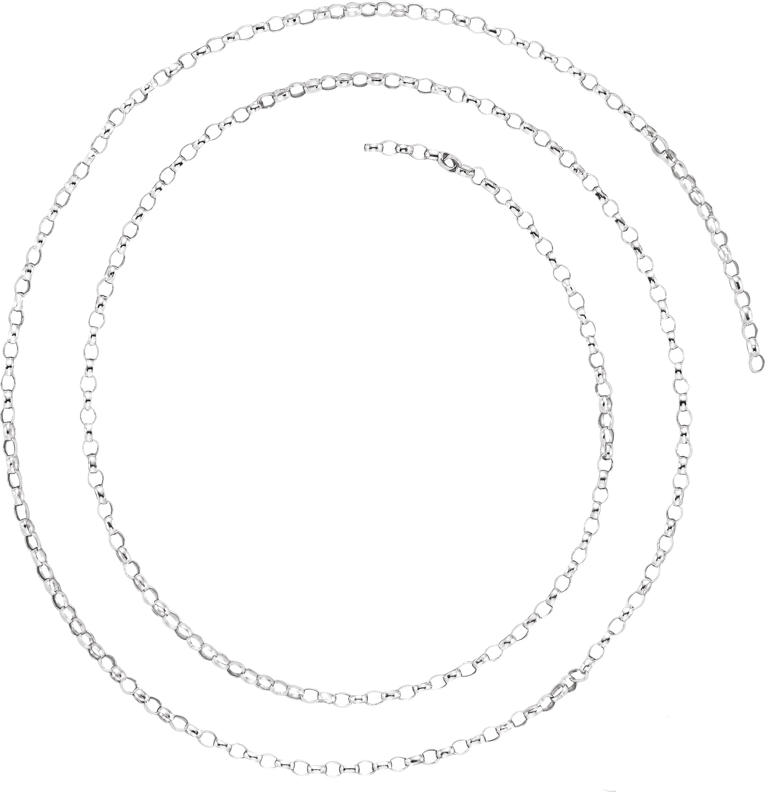 14K White 1.5 mm Belcher Rolo Chain by the Inch 