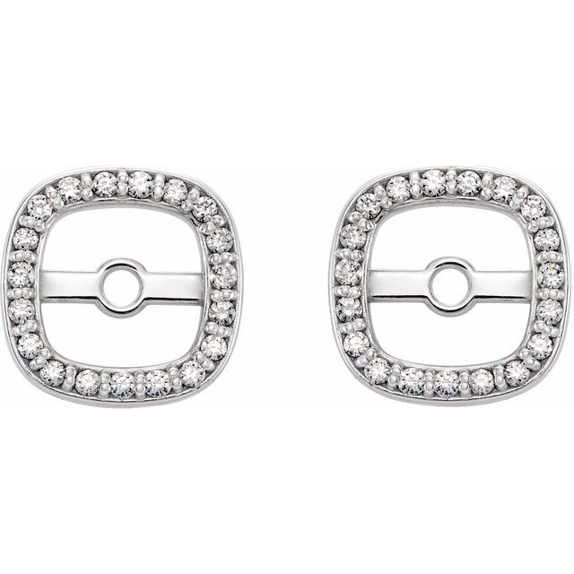 14K White .08 CTW Natural Diamond Halo-Style Earring Jackets