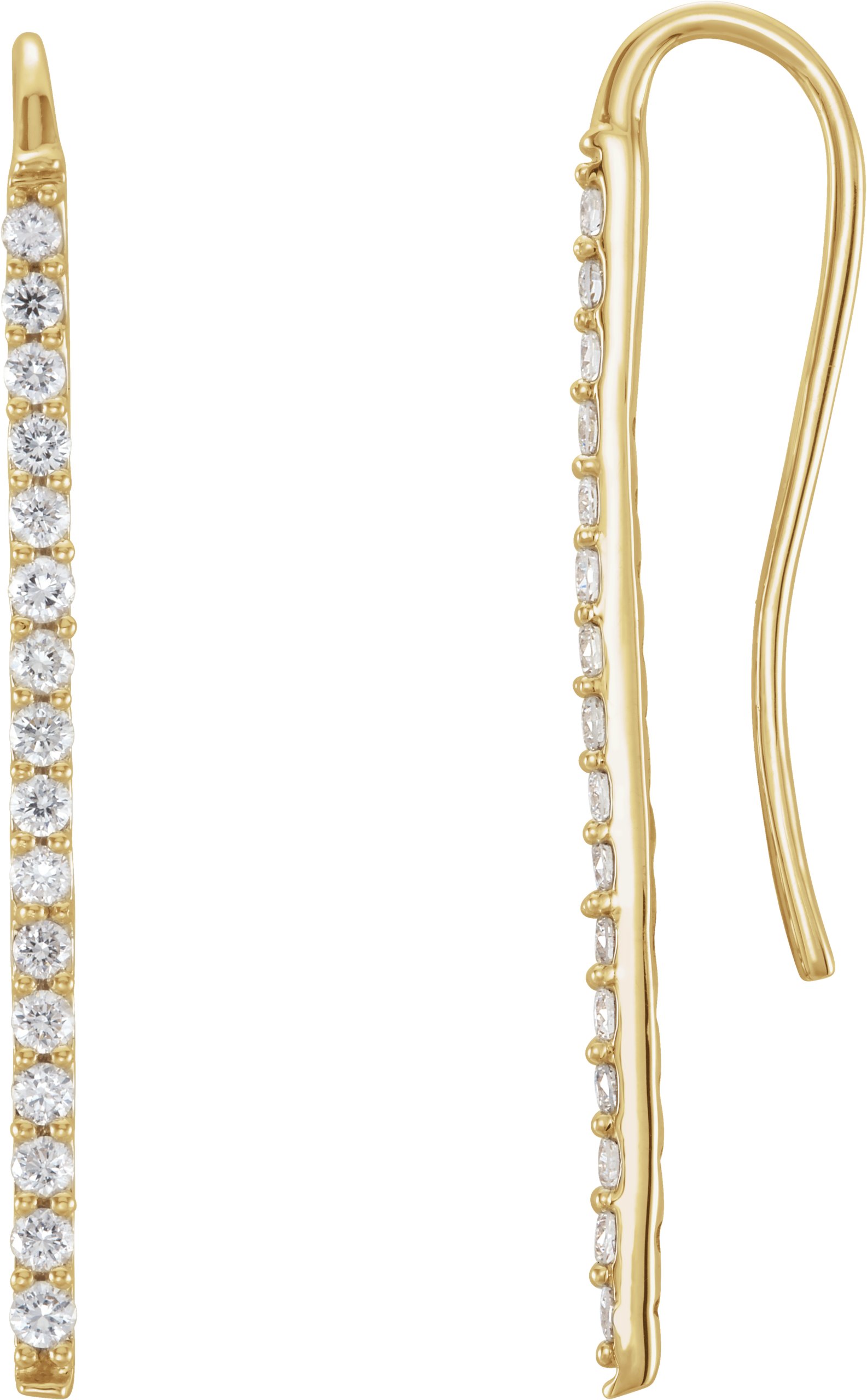 14K Yellow 1/3 CTW Natural Diamond Bar Earrings