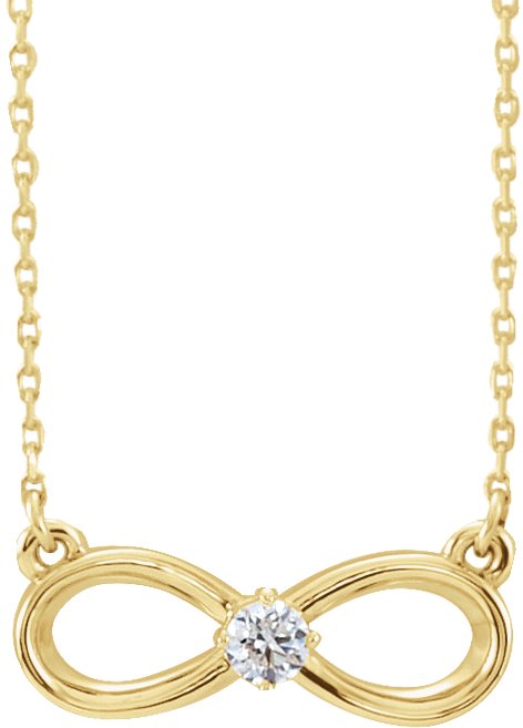 14K Yellow 1/10 CT Natural Diamond Infinity-Inspired 16-18" Necklace 