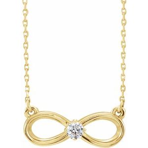 14K Yellow 1/10 CT Natural Diamond Infinity-Inspired 16-18" Necklace 