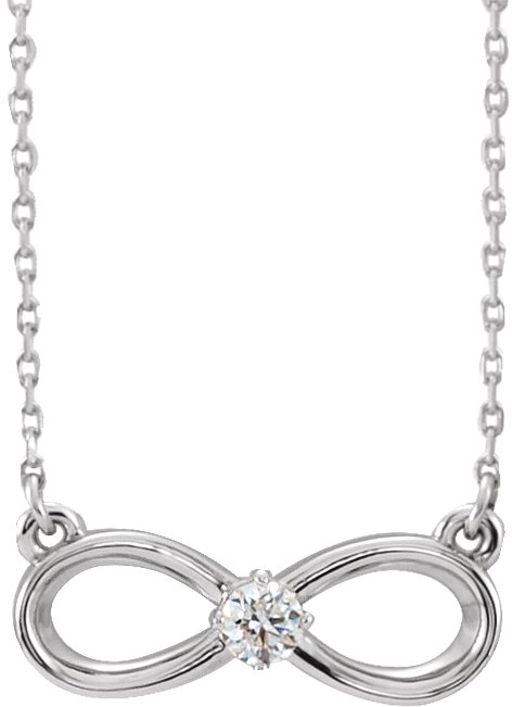 14K White 1/10 CT Natural Diamond Infinity-Inspired 16-18" Necklace 
