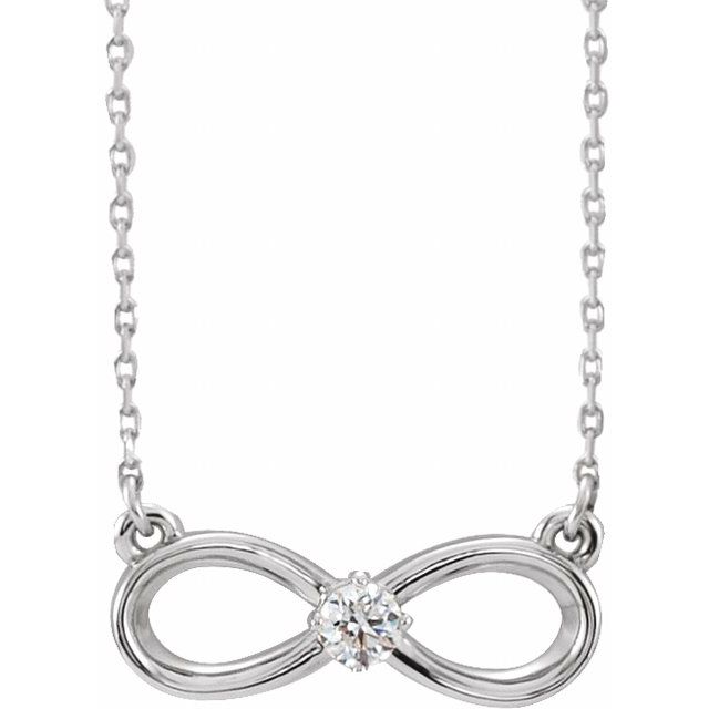 14K White 1/10 CT Diamond Infinity-Inspired 16-18" Necklace 