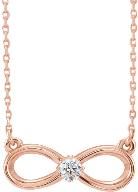 14K Rose 1/10 CT Diamond Infinity-Inspired 16-18" Necklace 