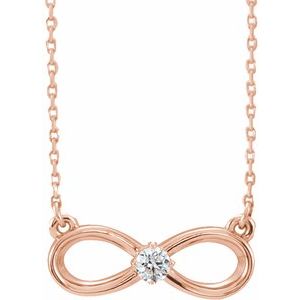 14K Rose 1/10 CT Diamond Infinity-Inspired 16-18" Necklace 