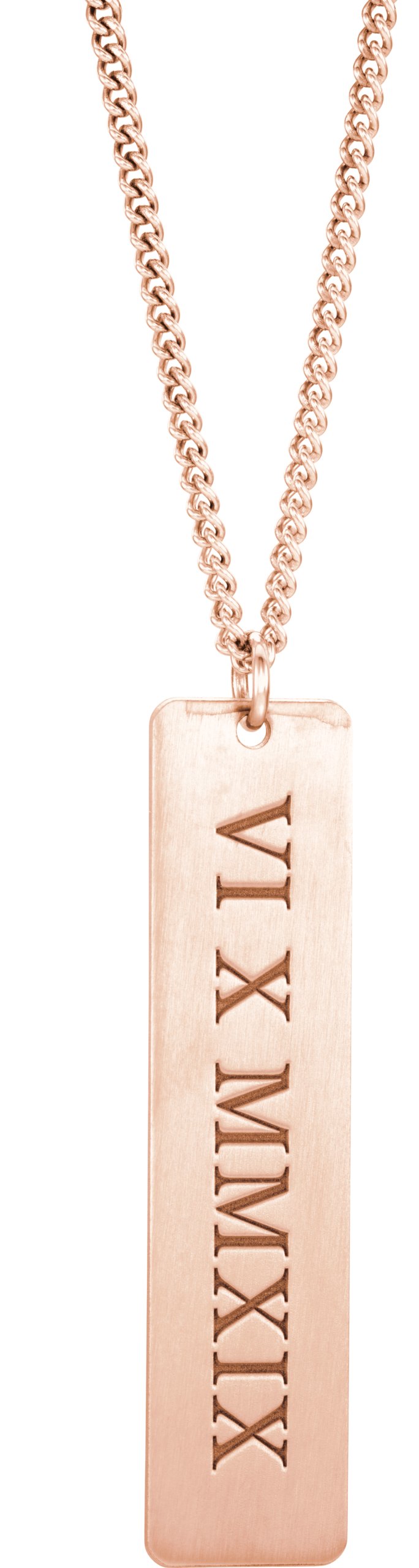 Roman Numeral Date Dog Tag Necklace